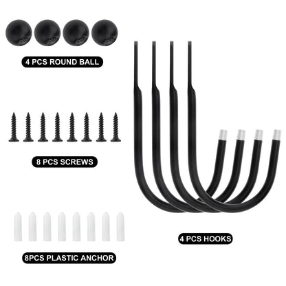Curtain Holdbacks 4 Pack,Wall Mounted Black Window Curtain Hooks for Wall