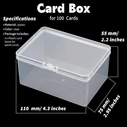 Vicenpal Playing Card Boxes Snaps Closed Clear Plastic Cases Poker Gaming Playing Cards Trading Card Storage Boxes Compatible with MTG TCG 100 Game Cases 4.3 x 2.95 x 2.2 Inches(4 Pcs)