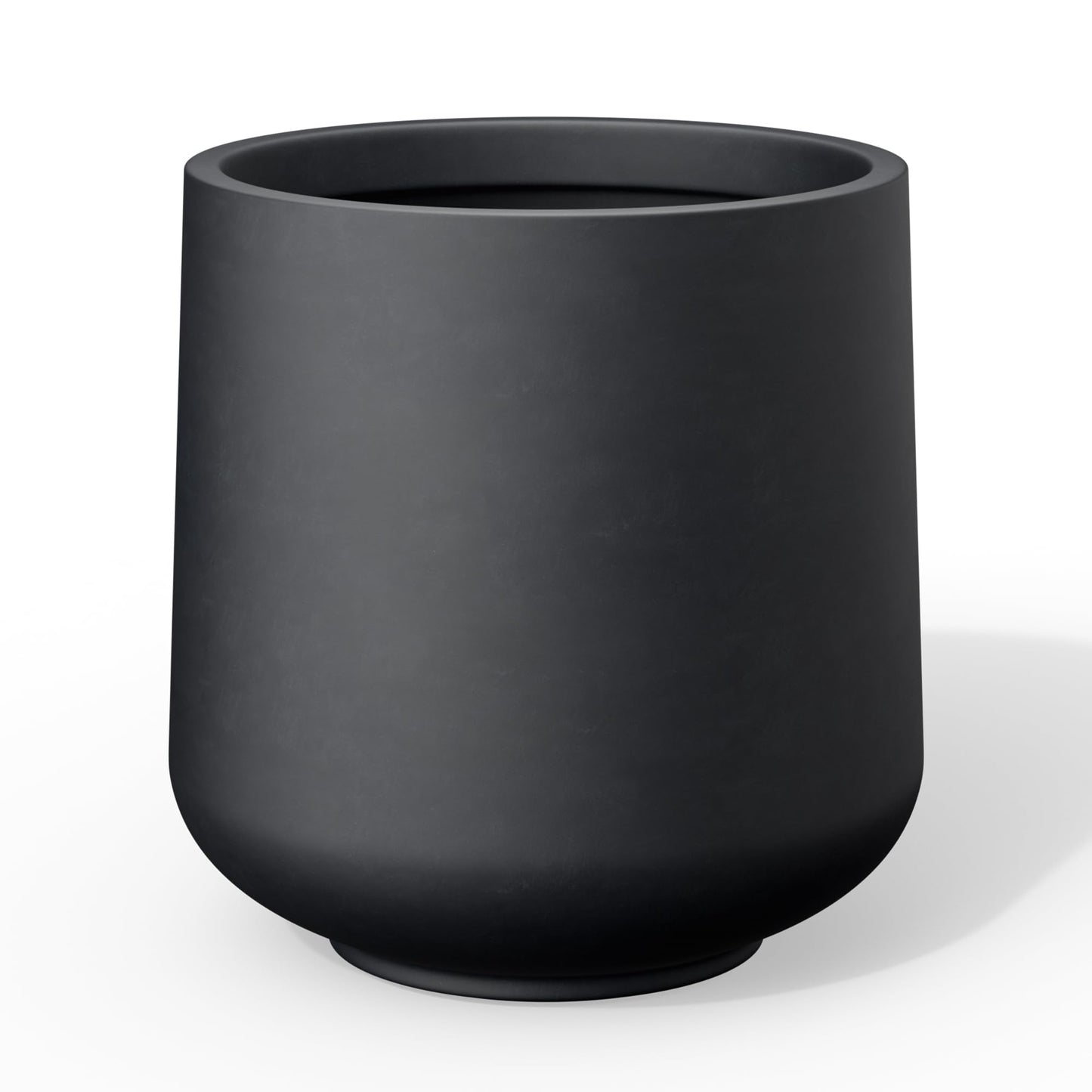 Kante Round Concrete Planter, 13-Inch Dia Barrel-Style Garden Pots with Drainage Hole for Home, Patio and Garden, Flower and Tree Planter (10.2" Opening), Black
