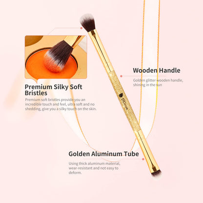 DUcare Foundation Brush Contour Bronzer Makeup Brush Double Ended Self Tanner Brush Sculpting Brush for Blending Liquid Powder Concealer Cream Cosmetics Blush Buffe