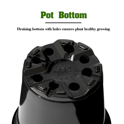 Patelai 100 Pieces Plastic Plant Nursery Pots Reusable Plant Seeding Nursery Pot Flower Plant Containers Seed Starting Pots for Gardens, 3 Sizes (Black)