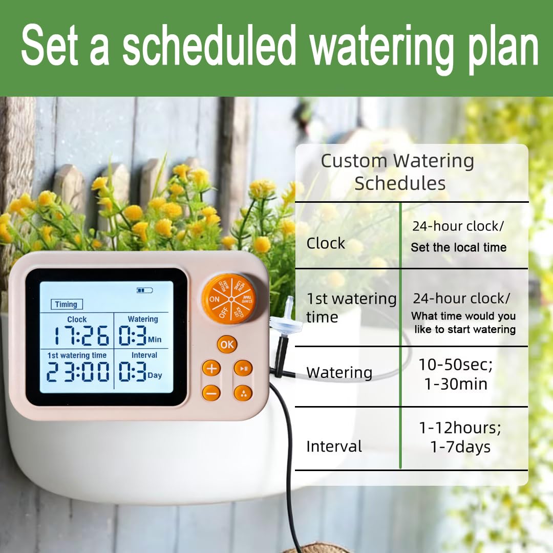 Automatic Plant Waterer Drip Irrigation Kit with Humidity Sensor, Timer, for Indoor Garden, Greenhouse, Growing Tent (1 Set (Without Humidity Sensor))