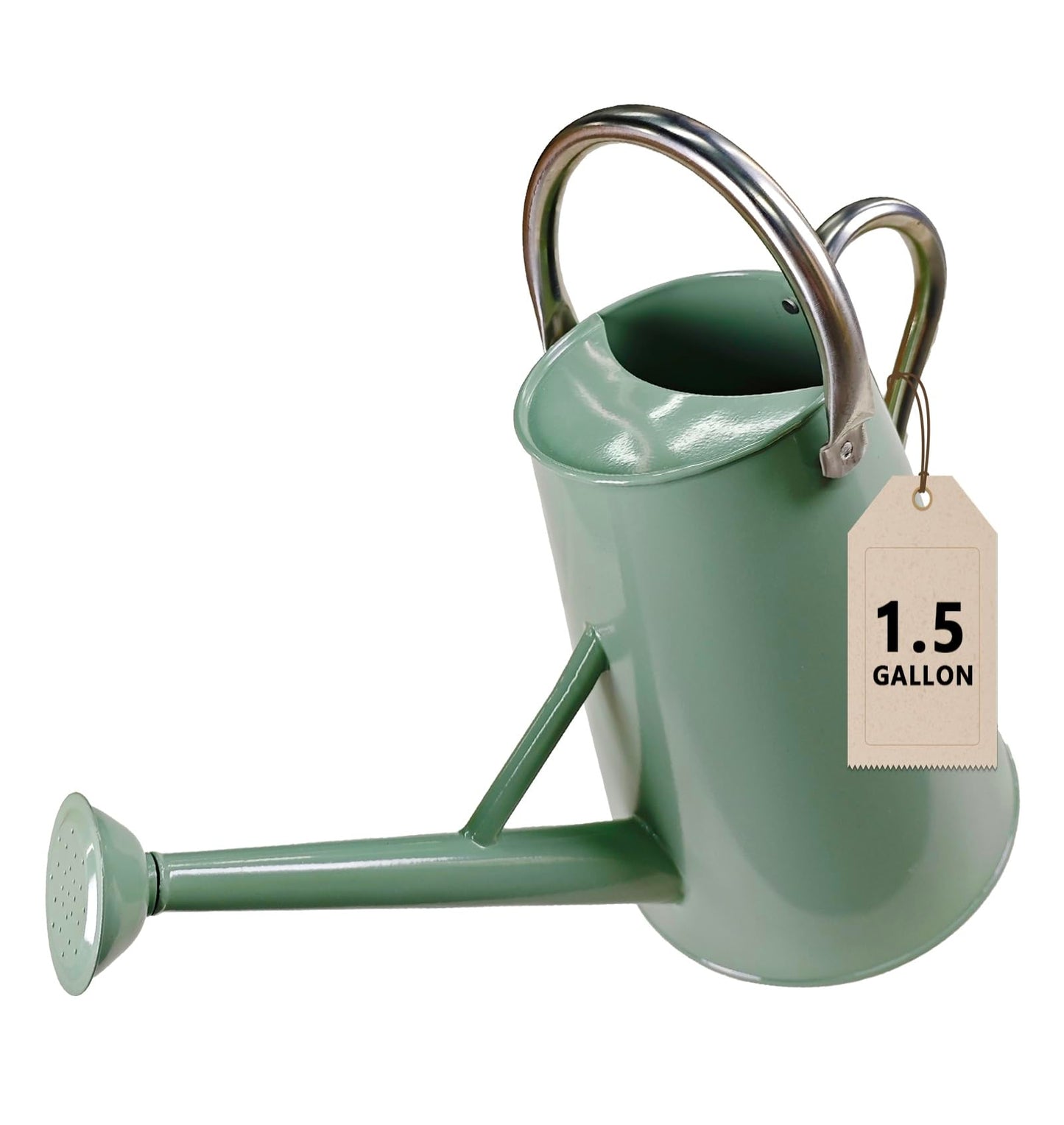 Watering Can for Outdoor&Indoor Plants，1.5 Gallon（5.7L） Metal Watering Can with with Removable Spout，Large Galvanized Steel Garden Flower Water Can Watering Pot with 2 Handles，Cream Green