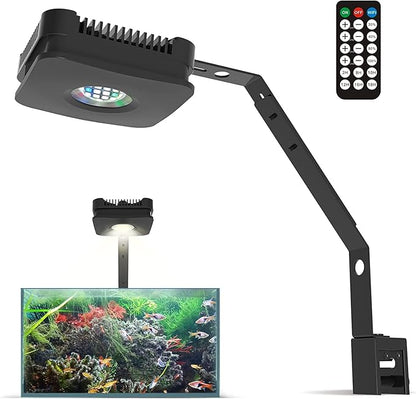 Lominie LED Aquarium Light, Full Spectrum Fish Tank Light, Clip on Freshwater Planted Light Adjustable Gooseneck for Freshwater Coral Fish Tanks, Dimmable Nano Refugium Tank Light Supports Remote Wifi
