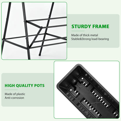 YAHKBTEN Raised Garden Bed Tiered Vertical Garden Planters Outdoor 7 Planter Boxes with Legs Indoor Elevated Herbs Flowers Vegetables Garden Box for Backyard Patio Balcony, Black