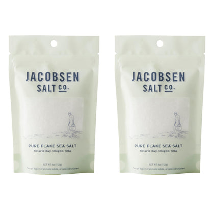 Jacobsen Salt Co. Pure Flake Sea Salt – Kosher Salt, Coarse, Non-Iodized Made in USA, Non-GMO, Steak Seasoning, Gourmet, Real Salt Flakes – 4oz (2-Pack)