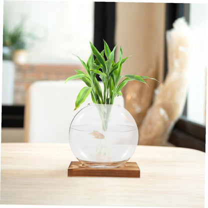 BESPORTBLE 2pcs Glass Vases with Wooden Stand, Hydroponic Propagation Station for Indoor Plants, Decorative Terrarium Pot for Home and Office Gardening
