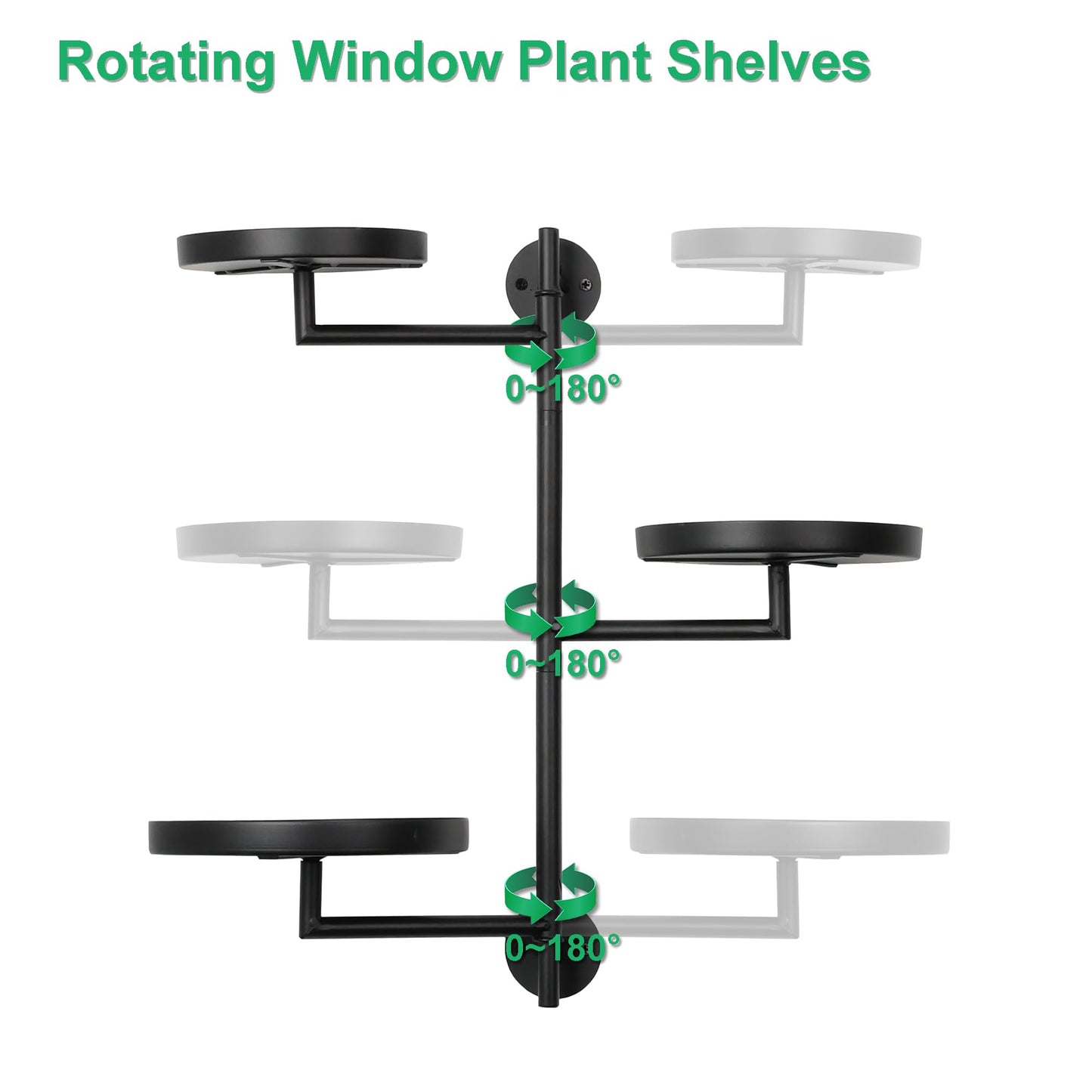 YFFSRJDJ Rotating Window Wall Plant Shelves Stand Holder, 3 Tiered Metal Floating Plant Shelf Hanger Indoor , Window Sill Gifts