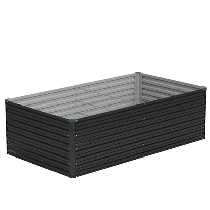 Vengarus 6x3x2FT Galvanized Raised Garden Bed Kit, Deep Root Planter Box Outdoor Large Planter Raised Beds for Planting Flowers,Vegetables and Herbs-Black