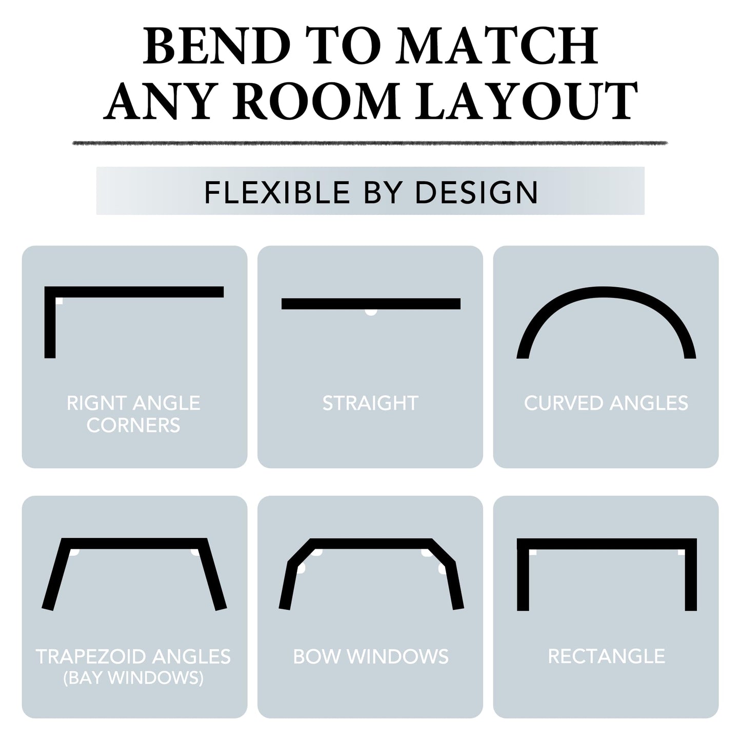RYB HOME Room Divider Curtains with Flexible Bendable Track, Heavy Duty Blackout Privacy Drape Set for Curved Bedroom/Living Room Bay Windows/RV/Corner Partition, W100xL84, Black, 1 Panel