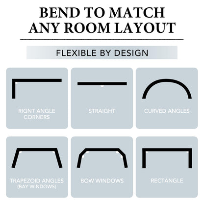 RYB HOME Room Divider Curtains with Flexible Bendable Track, Heavy Duty Blackout Privacy Drape Set for Curved Bedroom/Living Room Bay Windows/RV/Corner Partition, W100xL84, Black, 1 Panel