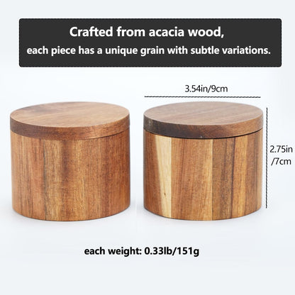 Phininia Acacia Salt Cellar, Wood Salt Box With Swivel Cover, Spice Keeper, Wood Jar For Kitchen, Perfect For Keeping Table Salt, Gourmet Salts, Herbs or Favorite Seasonings
