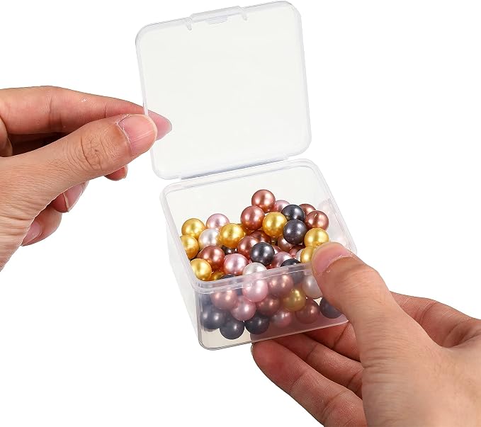 Jetec 60 Pieces Mini Plastic Clear Beads Storage Containers Box for Collecting Small Items, Beads, Jewelry, Business Cards, Game Pieces, Crafts (2.5 x 2.5 x 1.6 Inch)