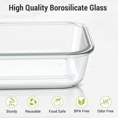 Dealusy 10 Sets (20-Piece) 4.5 Cup & 1.5 Cup Glass Food Storage Containers with lids, Airtight Leak-proof Glass Meal Prep Containers with Lids, Microwave Oven Freezer Dishwasher Safe, Blue