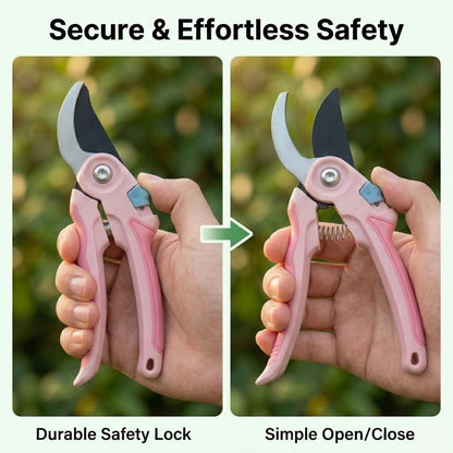 NEXON Garden Pruning Shears 2 Pack, 8" Bypass Hand Pruner & 6.25" Precision Garden Scissors, Professional Garden Clippers for Plants and Flowers Pink