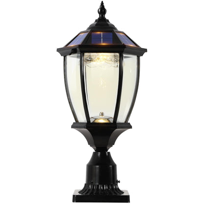 GYDZ Solar Outdoor Lamp Post Light, Dusk to Dawn, Waterproof, Aluminum, Black, Model 6531SE-BLACK, Ideal for Porch and Pathway