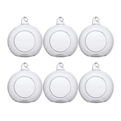 Ecosides 12 Pcs Hanging Glass Orbs Hanging Glass Globe Terrariums Without 2 Side Hole for Candle Holder, TeaLight Holder Candlestick for Wedding Decor