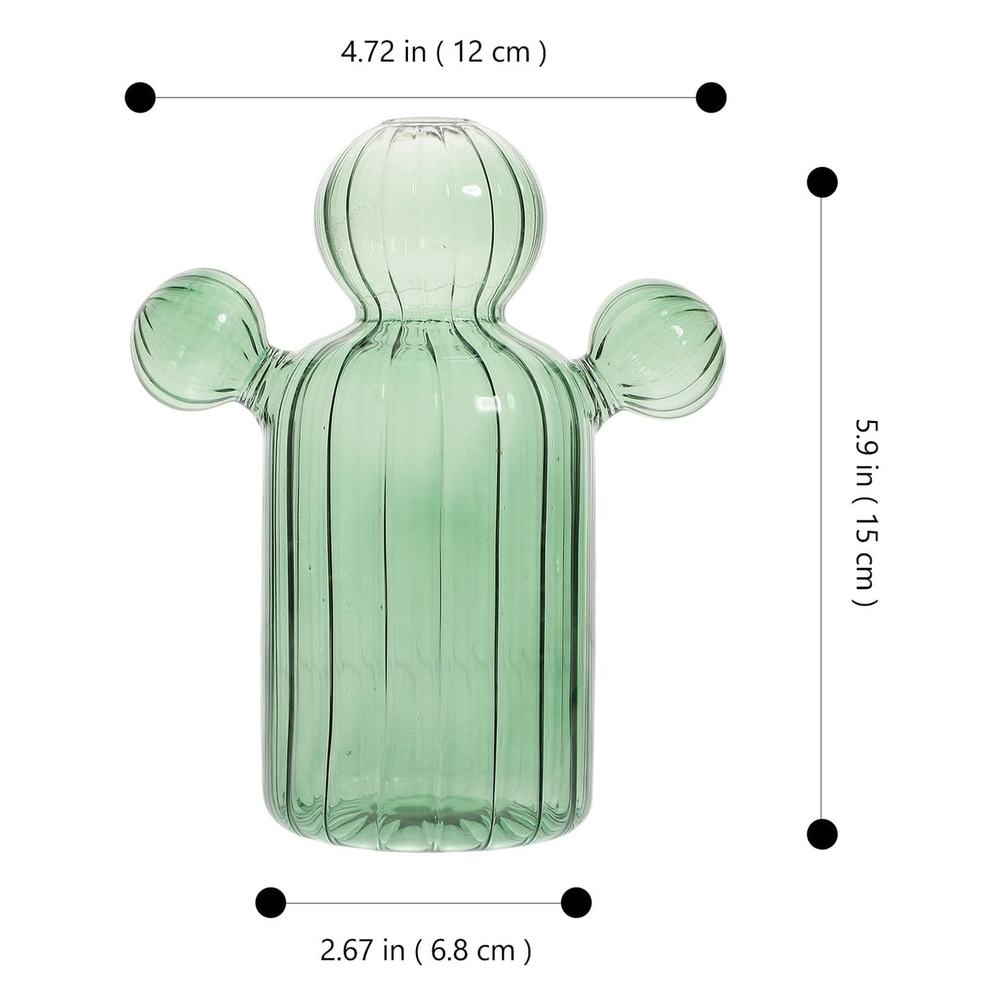SUPVOX Cactus Shaped Glass Vase Green Tabletop Hydroponic Terrarium Jar Decorative Home Décor Ornament for Succulent Plants