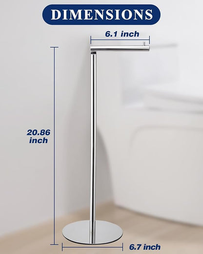 Toilet Paper Holder Stand, Free Standing Toilet Paper Roll Holder with Reserve, Modern Bathroom Toilet Paper Stand for 4 Rolls, Chrome, Housen Solutions