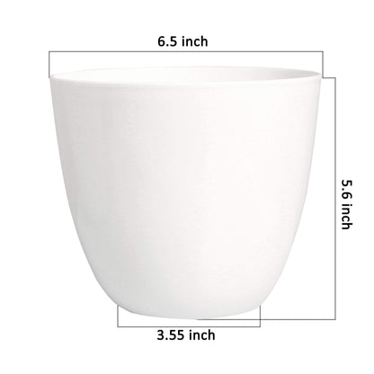 Youngever 7 Pack 6.5 Inch Plastic Planters Indoor Flower Plant Pots, Modern Decorative Gardening Pot with Drainage for All House Plants, Flowers, Herbs, Succulents and Hanging Plants (White)