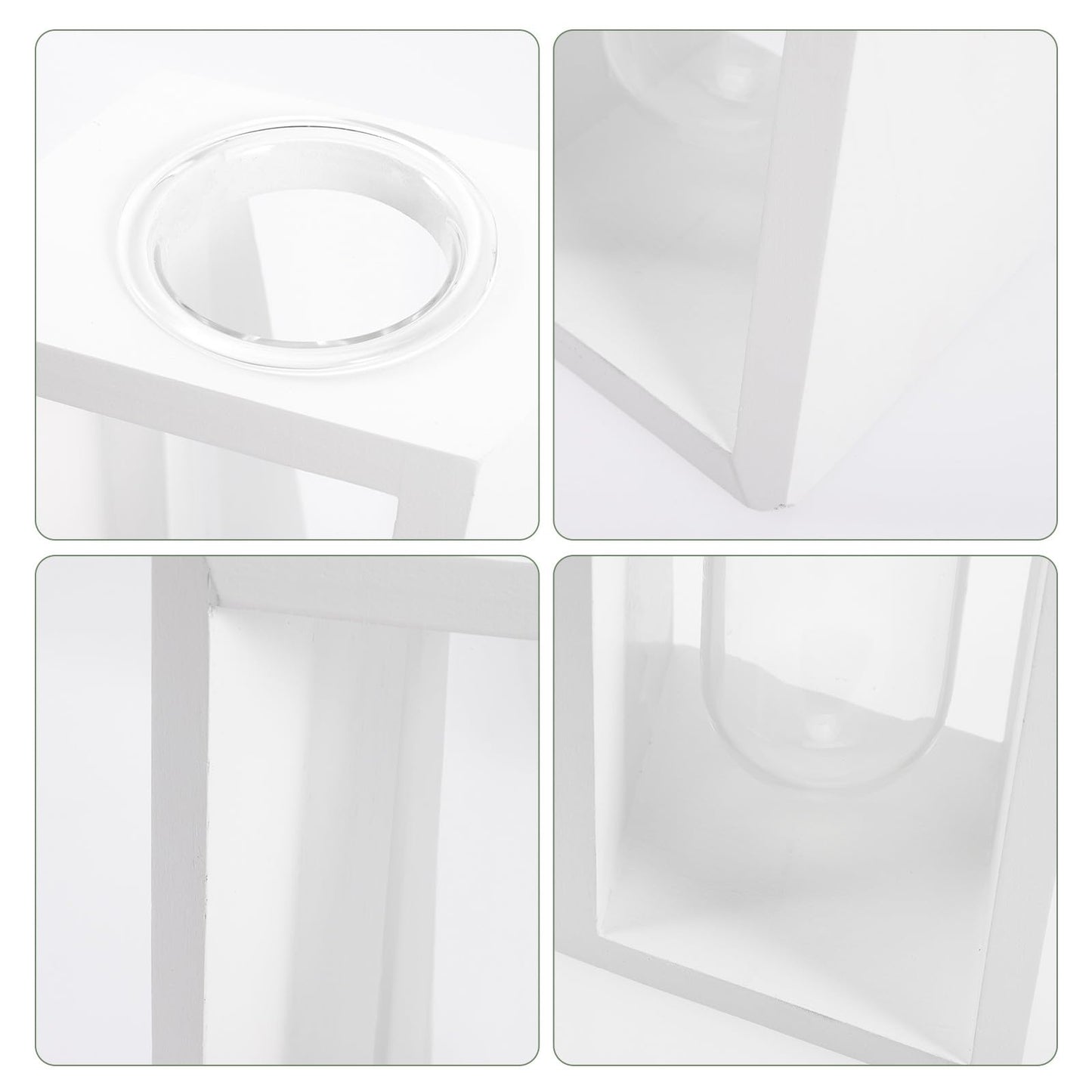 Alipis Wooden Frame Test Tube Vase Set, Small Glass Hydroponic Plant Propagation Tubes for Home Decoration, White Nordic Style Terrarium Container for Succulents and Greenery