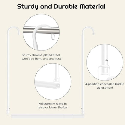 Hanging Closet Rod Adjustable Width Height Closet Rod For Hanging Clothes White 2 Pack Closet Extender Hanging Rod Clothes Space-Saving Hanging Bar Organizer