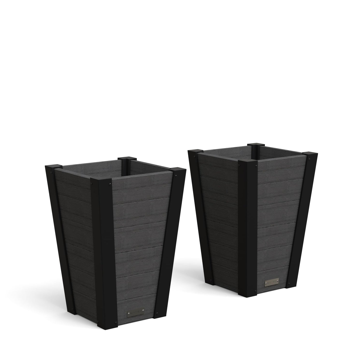 Mayne Vista 22in Outdoor Planter 2-Pack- Modern Tall Tapered Design with Drainage Hole for All Season Use - Ideal Front Porch Decor & Patio Planter - Easy Assembly