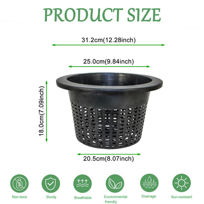 CHTASO HG10MESHPOT 10-Inch Wide Lip Mesh Net Pots (2-Pack), 5 Gallon Bucket Lids for DWC Hydroponics, Perfect for Pitcher Plant Cultivation