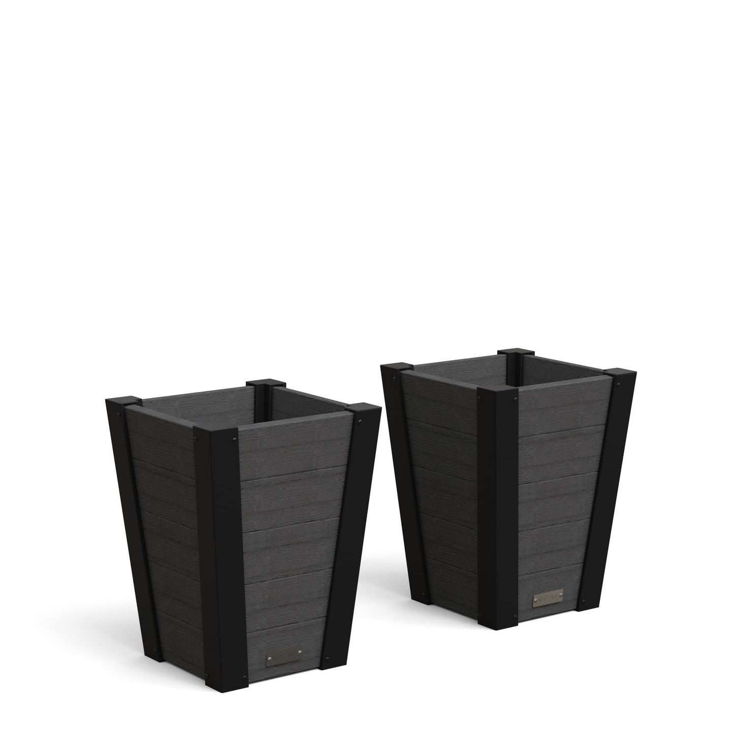 Mayne Vista 18in Outdoor Planter 2-Pack- Modern Tall Tapered Design with Drainage Hole for All Season Use - Ideal Front Porch Decor & Patio Planter - Easy Assembly