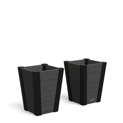 Mayne Vista 18in Outdoor Planter 2-Pack- Modern Tall Tapered Design with Drainage Hole for All Season Use - Ideal Front Porch Decor & Patio Planter - Easy Assembly