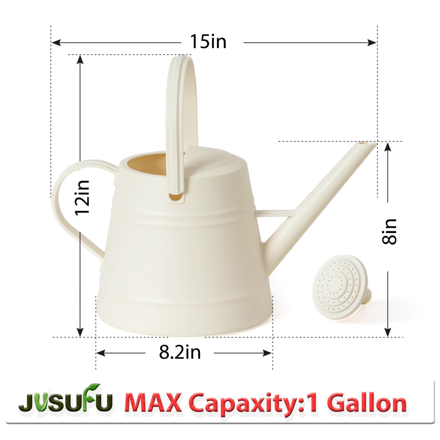 1 Gallon Watering Can for Plants, Watering Cans for Indoor&Outdoor Gardening, Water Can with Ergonomic Movable Handle (White)