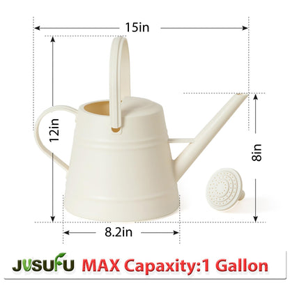 1 Gallon Watering Can for Plants, Watering Cans for Indoor&Outdoor Gardening, Water Can with Ergonomic Movable Handle (White)