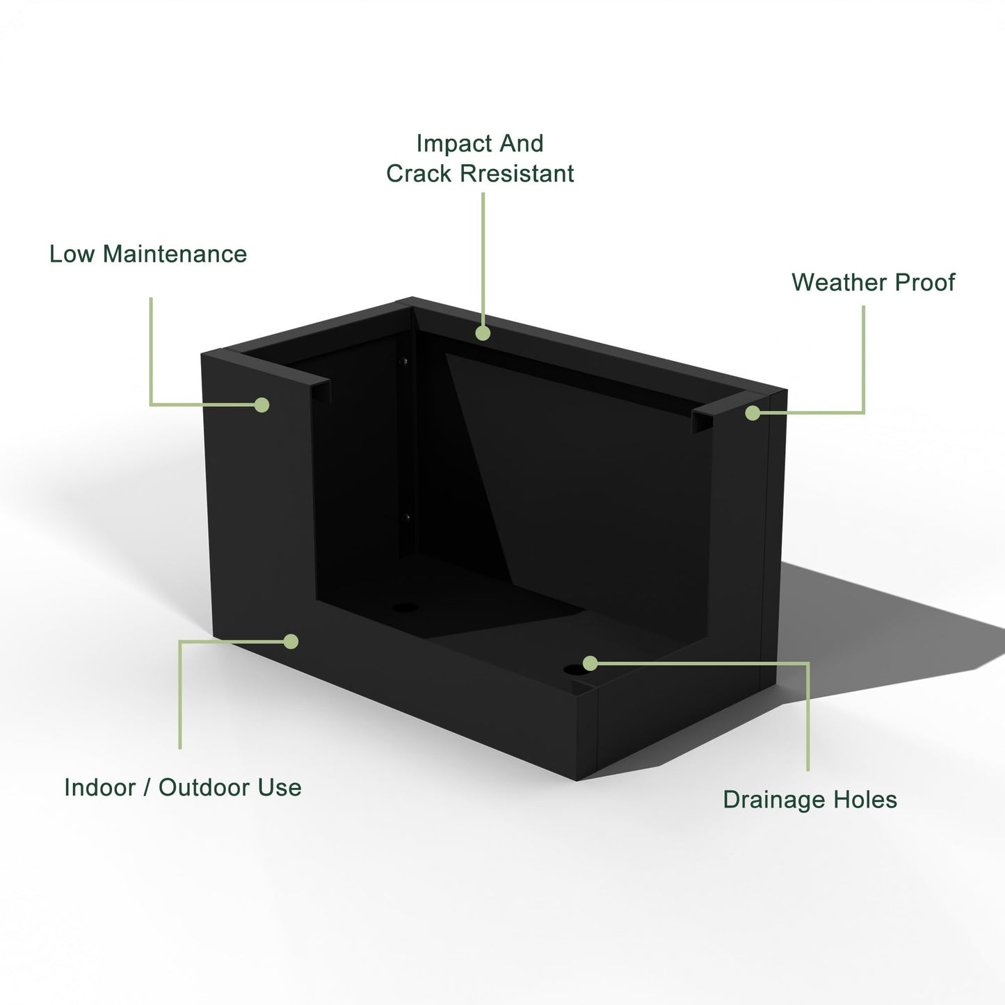 Casaphoriar Metal Planter Box 16"x10"x10", Rectangular Planter and Drainage Holes, Perfect for Outdoor Patio and Balcony Decor, Black