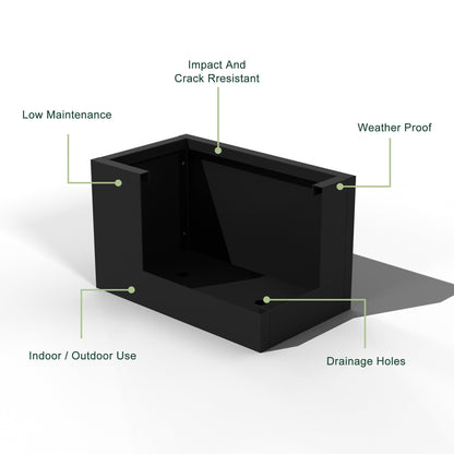 Casaphoriar Metal Planter Box 16"x10"x10", Rectangular Planter and Drainage Holes, Perfect for Outdoor Patio and Balcony Decor, Black