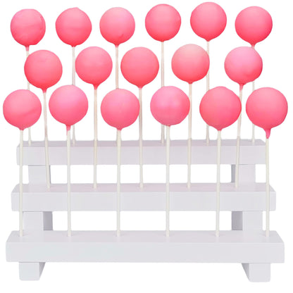 NANGOPOP Cake Pop Stand Display Riser - 3 Tier Wood Lollipop Holder, 17 Hole Sucker Stand for Dessert Table of Wedding, Birthday Party - White, Collapsible, Fit 5/32" (4mm) Lollipop Sticks