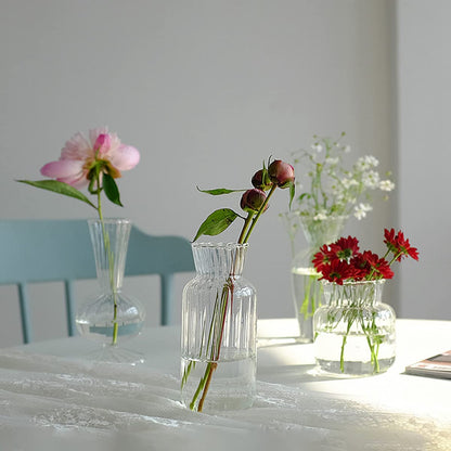 ECYC Ltd Clear Glass Vases Nordic Modern Minimalist Flowers Vases Cute Small Vases Bud Vase Hydroponic Flower Vase Terrarium Vase Plant Glass Pots for Home Office Weddings Party Decor, 2.2 x 4.9 in
