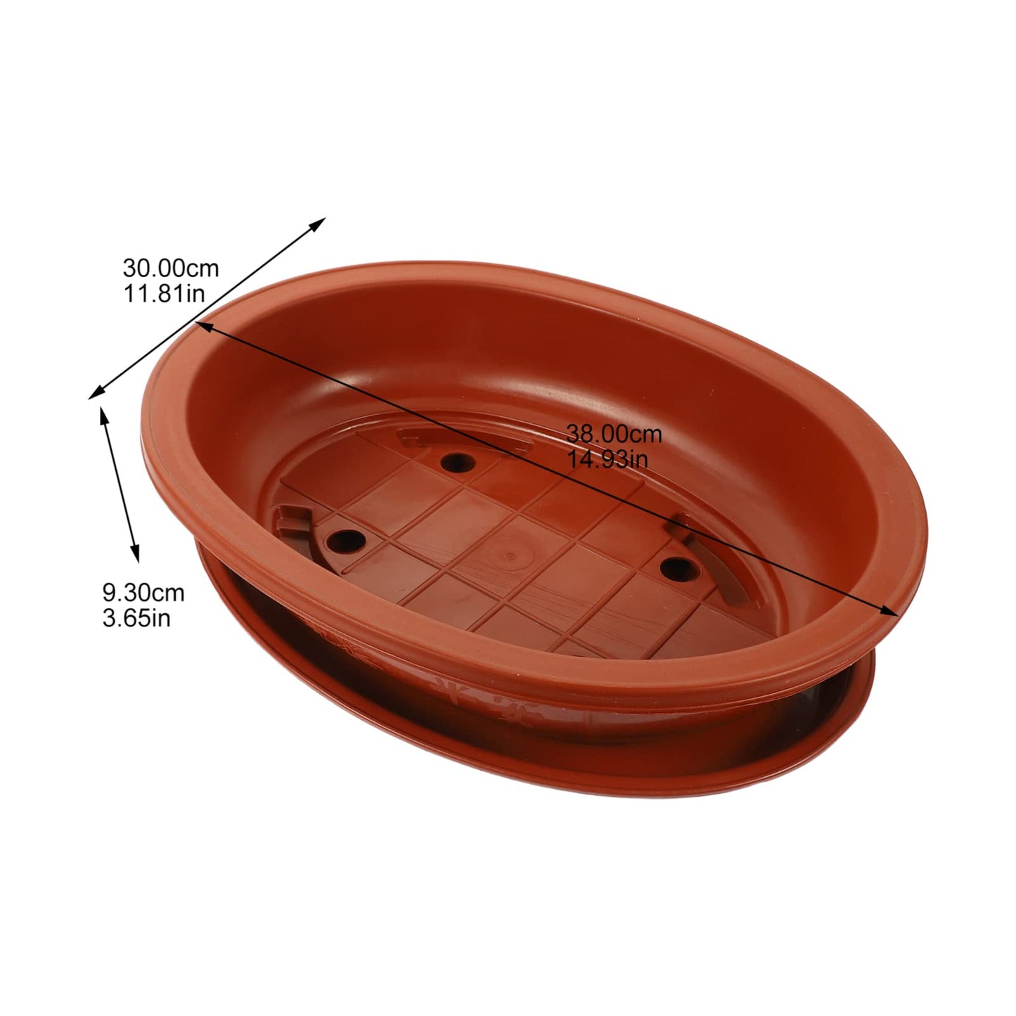 ERINGOGO Bonsai Training Pot with Drip Tray, 15 Plants Growing Plastic Oval Planter Drainage Holes, Large Low Flower for Nursery, Garden, Red, 15in, ADY92SCB3358Z136N