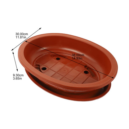 ERINGOGO Bonsai Training Pot with Drip Tray, 15 Plants Growing Plastic Oval Planter Drainage Holes, Large Low Flower for Nursery, Garden, Red, 15in, ADY92SCB3358Z136N