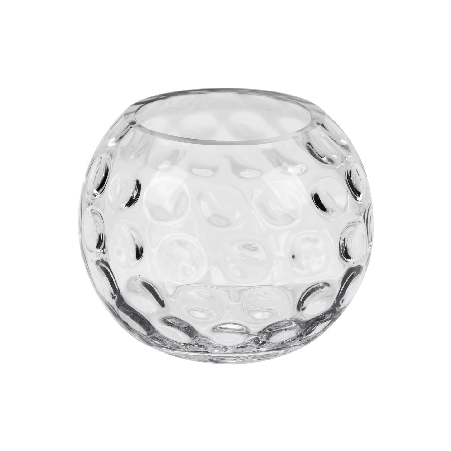6.3" Dia Handmade Sturdy Dimpled Bubble Glass Vases, Bubble Planter Terrarium, Bud Vase, Fish Bowl Hurricane, Globe Flower Vase, Hurricane Candle Holder (6.3"x5.1", Bowl)