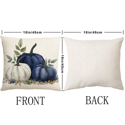 MAZSHTTD Pillow Cover Fall Blue Pumpkin Throw Pillow Covers 18x18 Inch Set of 2 Fall Autumn Decorations for Home Farmhouse Thanksgiving Halloween Pillow Case for Couch Sofa