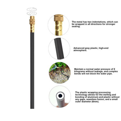 New drip Irrigation kit, Automatic Garden Watering System, Quick Connector and 360-degree Bending Dropper atomizing Copper Nozzle, Garden Plant Lawn Courtyard Watering System. (50FT)