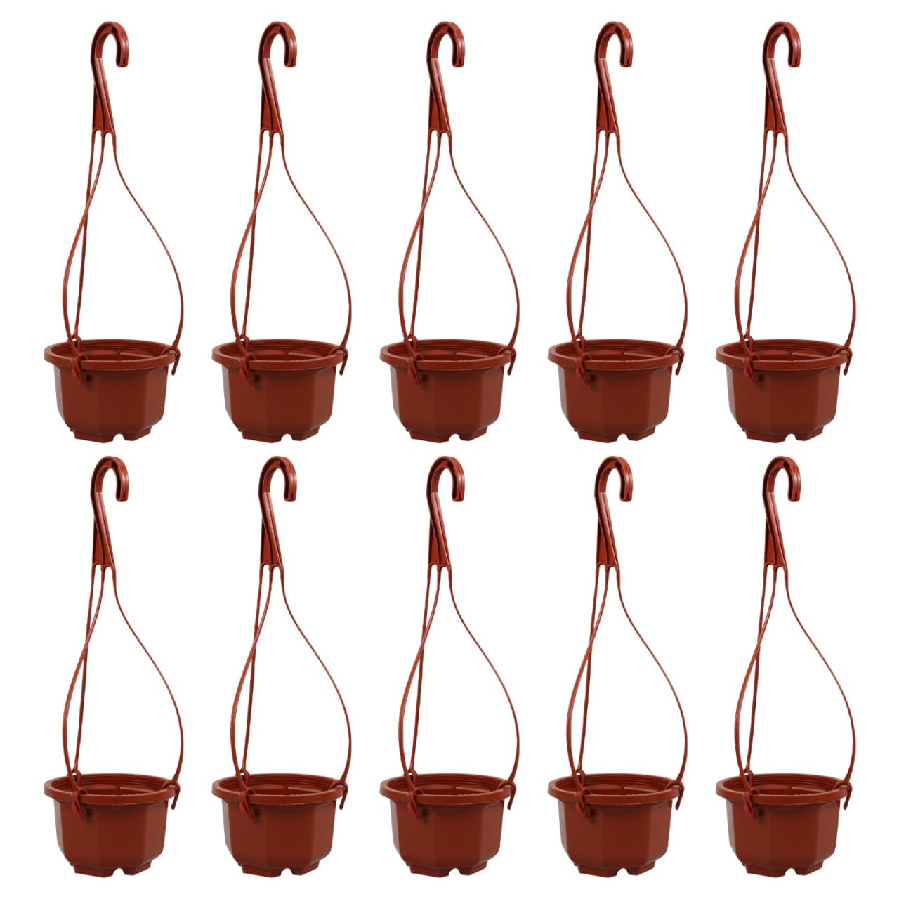 YARNOW 10 Pack Plastic Hanging Planters with Drainage Holes & Chains, 3.5 Inch Hanging Pots for Plants Indoor Balcony Garden Patio
