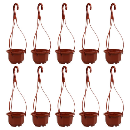 Mipcase 10 Pcs Hanging Planters for Indoor Plants: Plastic Plant Pots with Drainage & Hooks for Flowers Herbs Succulents- Hanging Baskets for Home Garden Decor, 11.79X3.85X2.36in (Dark Red)
