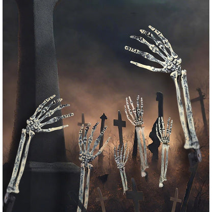 JIEFULL Halloween Skeleton Hands Stakes for Yard, Plastic Realistic Zombie Ghost Scary Arm Stake for Outdoor Lawn Props Party Decorations(2 Pairs)