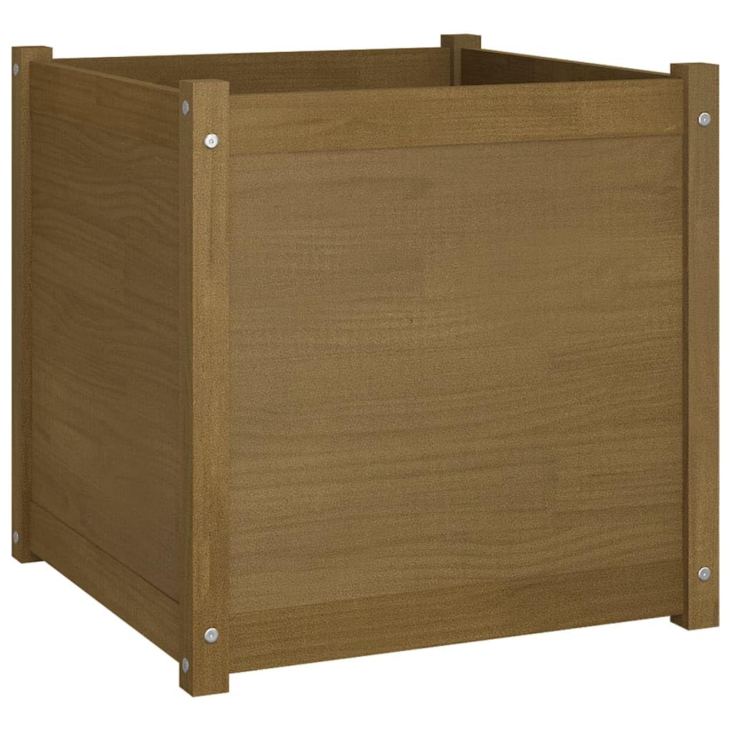 FMPGJLYH Square Garden Planter Box Large Outdoor Flower Bed for Patio Balcony Solid Pine Wood Honey Brown 23.6 inch