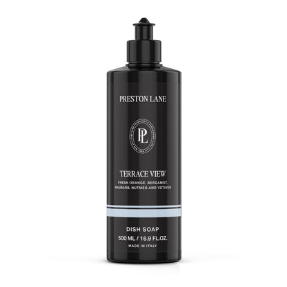Preston Lane Luxury Dish Soap, Terrace View Scent – Plant-Powered Formula with Essential Oils | Tough on Grease, Gentle on Hands | Vegan, Cruelty-Free, Clean Ingredients