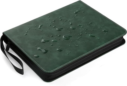 GERMUN 3 Ring 9 Pocket Zipper Card Binder, 720 Double Sided Standard PU Trading Card Album Folder for TCG & Sports Cards, Not Fit Top Loaders (Dark Green)