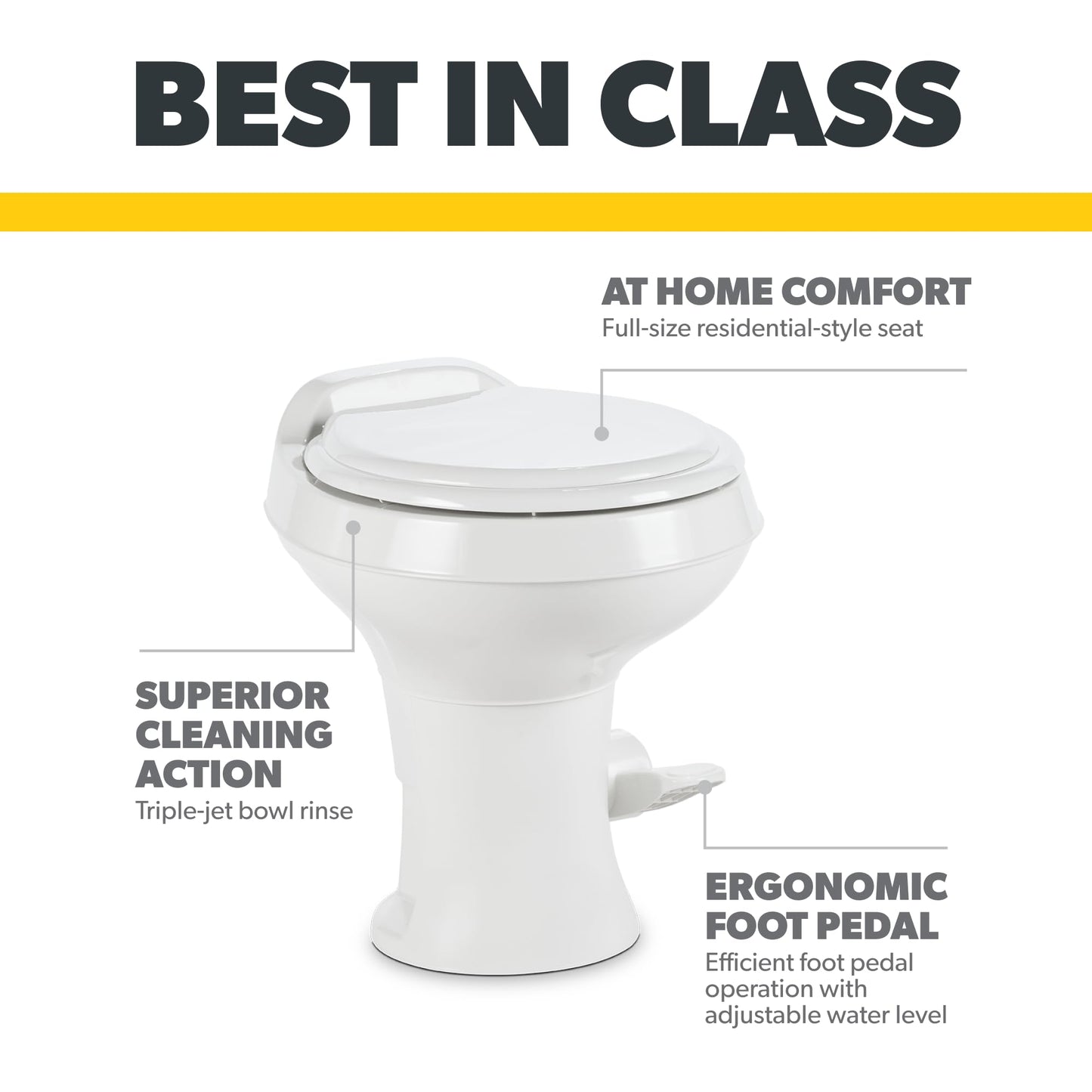 Dometic 302300071 300 Series Standard Height Toilet, White