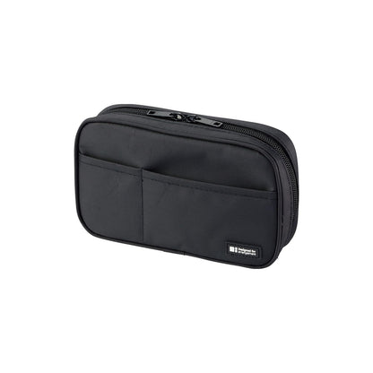 LIHIT LAB Large Capacity Zipper Pencil Case For School Office College, Big Capacity 4 Compartments Pencil Bag Holder Adults Teen Boys Girls, Travel Cosmetics Storage, Jet Black (A7551-124)