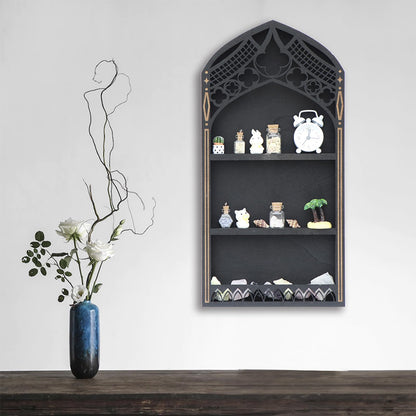 Xinsheinelry French Multi Layer Shelf for Crystal Mineral Agates Decorations Easy to Assemble Tiers Wooden Layer French